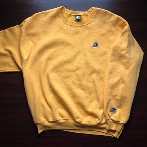 Vintage Starter Crewneck Sweatshirt Yellow Solid Blank Y2K Size XL